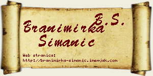 Branimirka Simanić vizit kartica